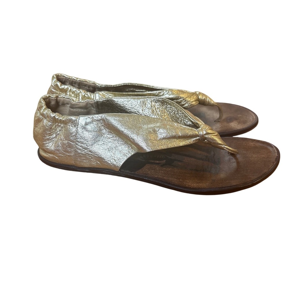 Dolce Vita Thong Sandals Women Gold Metallic Leather Elastic Slingback SIZE 8